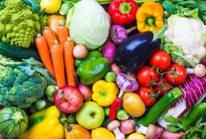 Vegetables and fruits background.